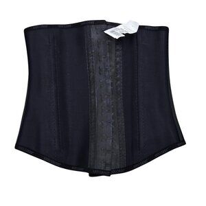 NIP | Black Latex Waist Trainer Shaper Corset Hook Eye Closure Adjustable | 30"